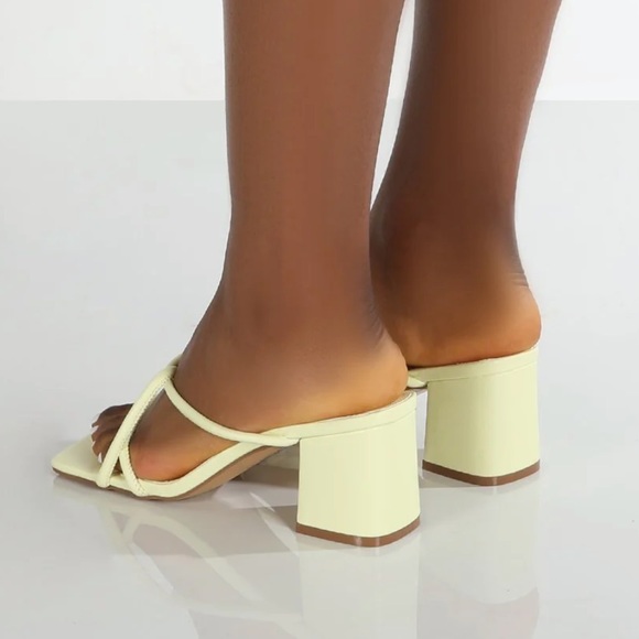 Yellow Strappy Block Heel Mules - Picture 7 of 11